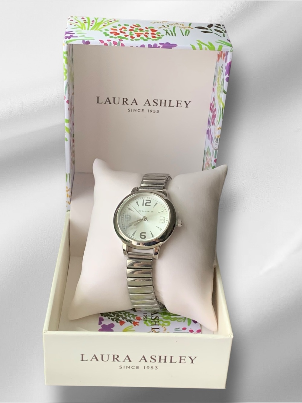 Laura Ashley Silver-Tone Women's Stretch Watch